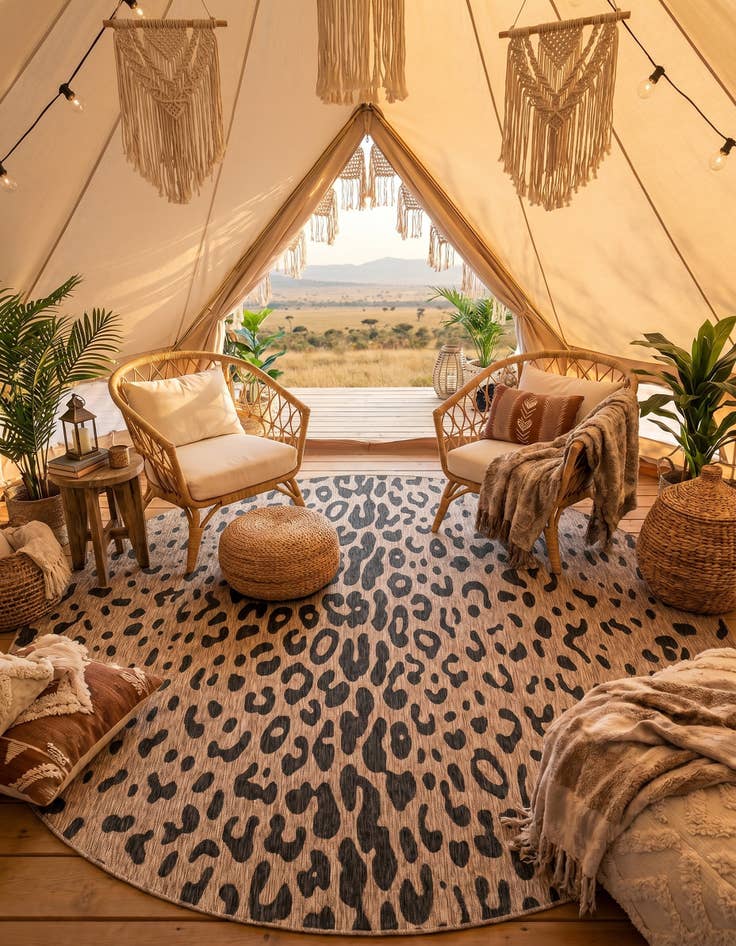 Detail image of 13' x 13' Easy-Clean Safari Indoor / Outdoor Round Rug