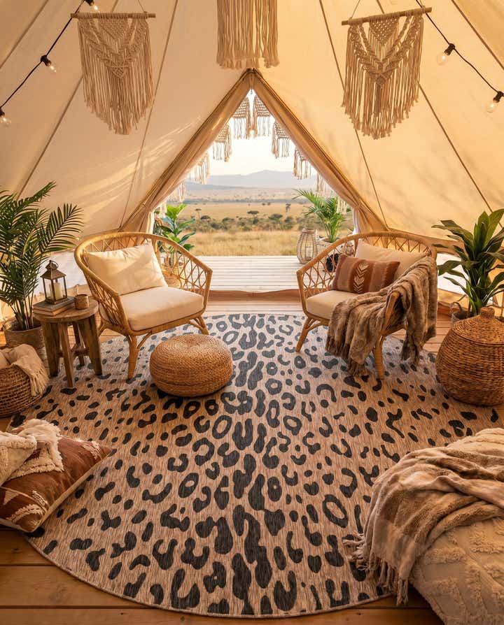13' x 13' Easy-Clean Safari Indoor / Outdoor Round Rug