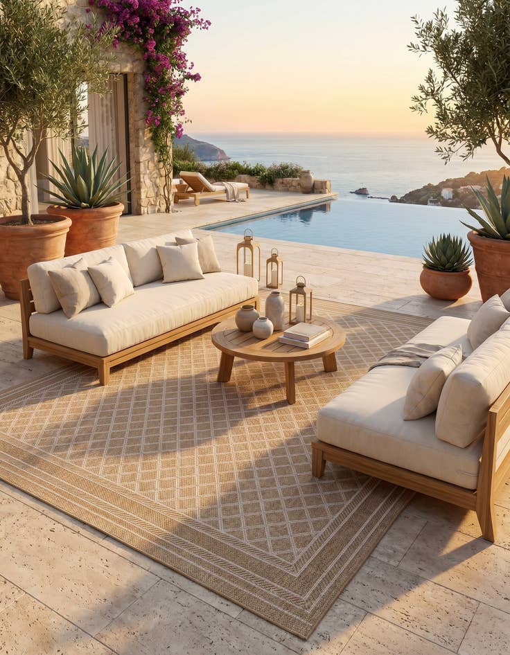 Detail image of 10' x 14' 1 Easy-Clean Lattice Indoor / Outdoor Rug