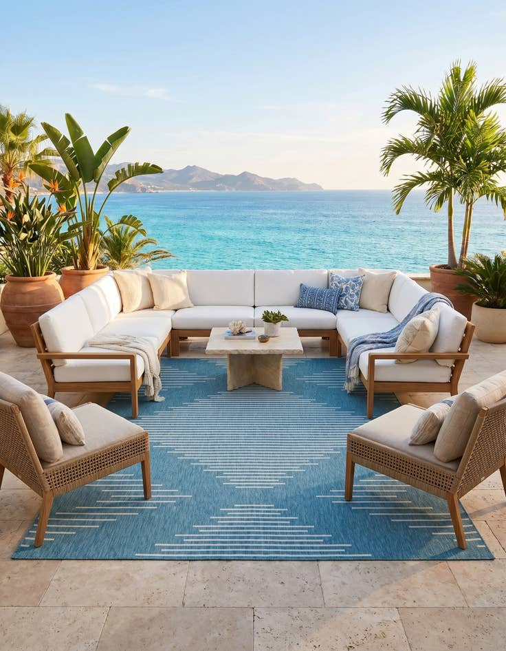 Detail image of 10' x 13' Easy-Clean Modern Indoor / Outdoor Rug