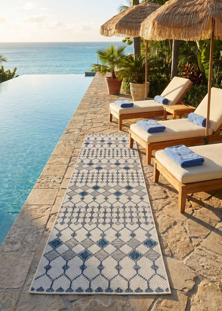 2' 7 x 10' Easy-Clean Trellis Indoor / Outdoor Runner Rug