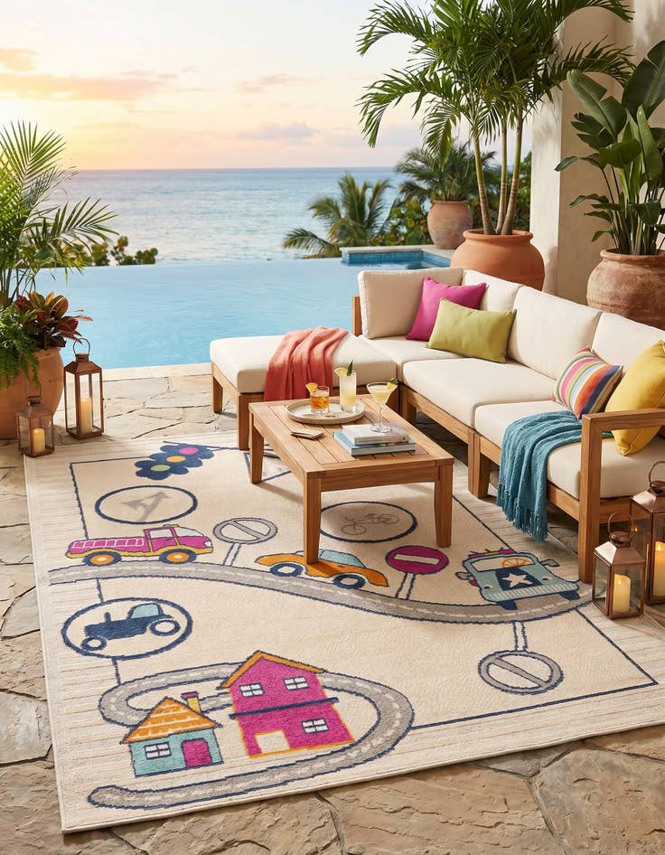 Detail image of 5' 3 x 7' 7 Easy-Clean Indoor / Outdoor Rug