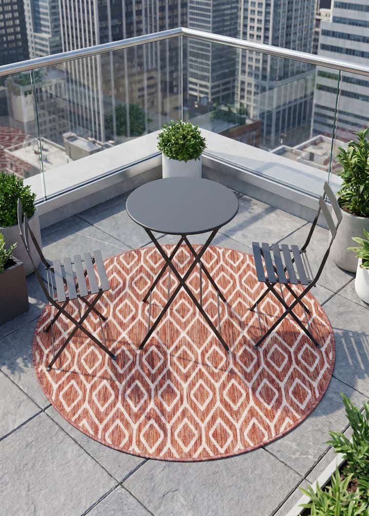 4' x 4' Easy-Clean Jill Zarin Turks and Caicos Indoor / Outdoor Round Rug