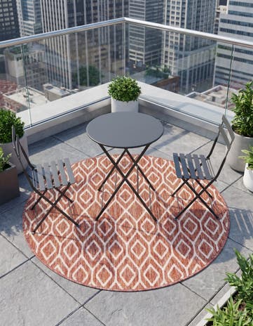 Rust Red Easy-Clean Jill Zarin Turks and Caicos Indoor / Outdoor Round Rug