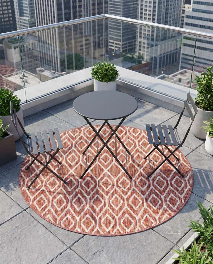 4' x 4' Easy-Clean Jill Zarin Turks and Caicos Indoor / Outdoor Round Rug