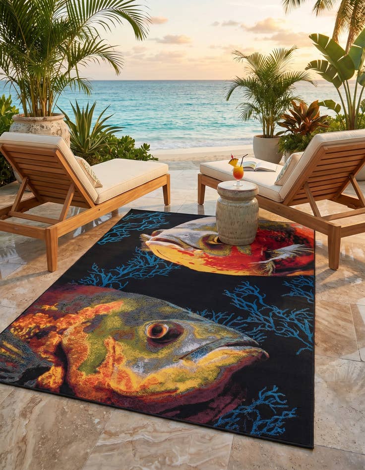Detail image of 6' x 9' Easy-Clean Coastal Indoor / Outdoor Rug