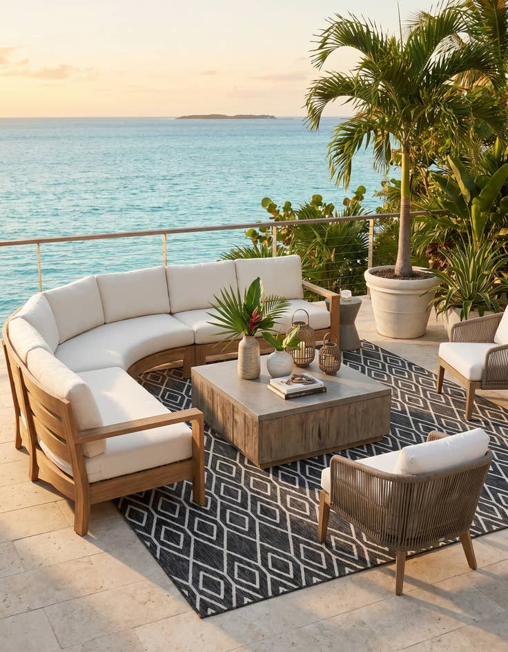 Detail image of 7' 10 x 10' Easy-Clean Jill Zarin Turks and Caicos Indoor / Outdoor Rug
