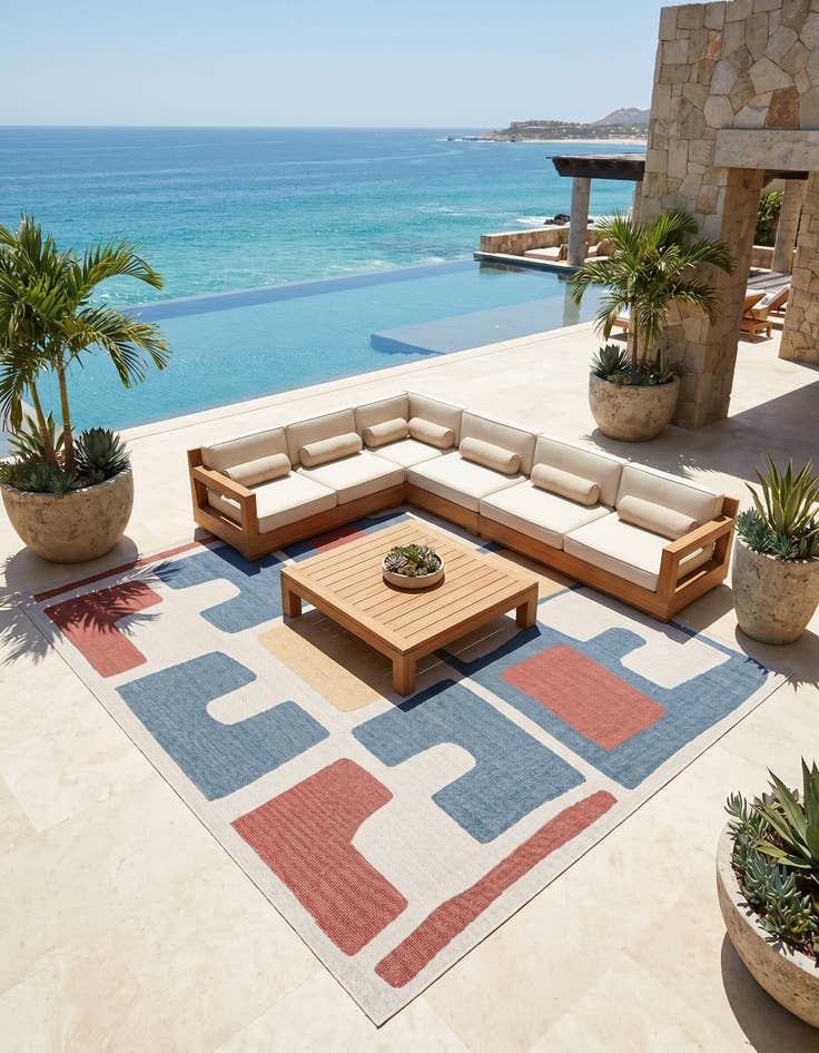 Detail image of 10' x 10' Easy-Clean Baja Indoor / Outdoor Square Rug