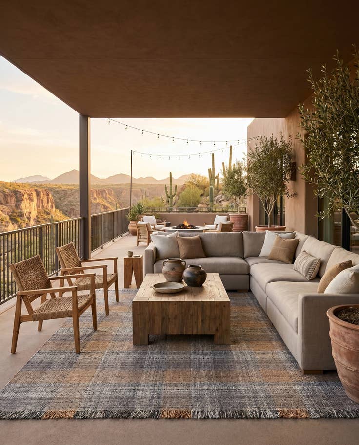 Detail image of 7' 10 x 10' Easy-Clean Eco Plaid Washable Indoor / Outdoor Rug