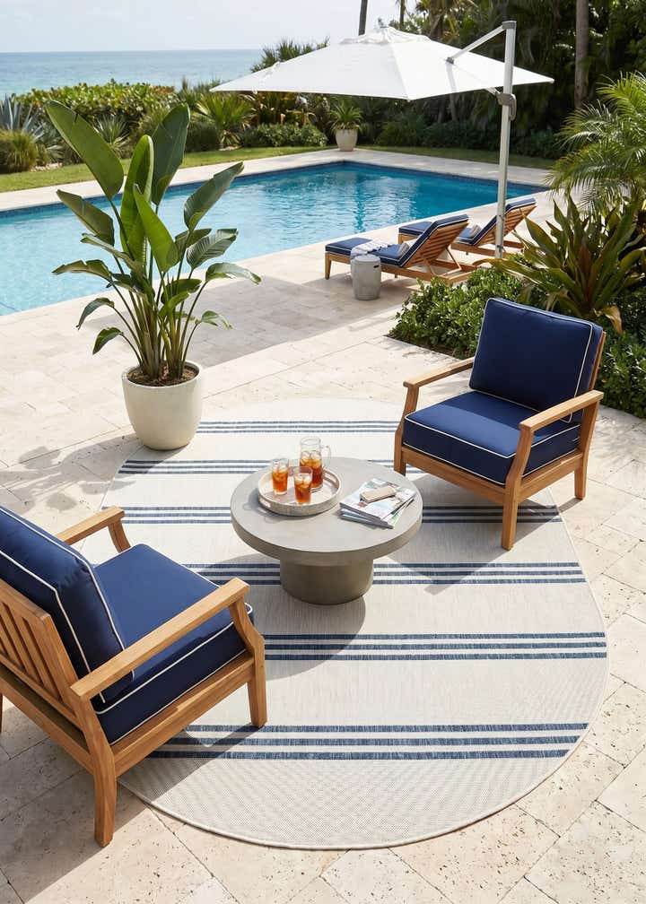 5' 3 x 8' Easy-Clean Jill Zarin Anguilla Indoor / Outdoor Oval Rug