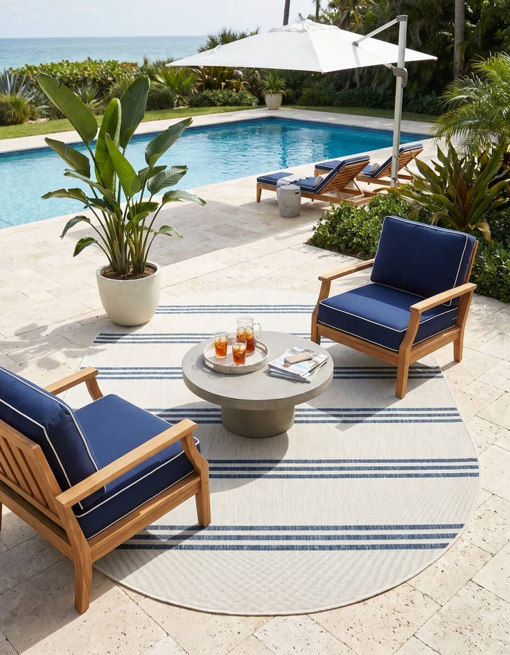 Detail image of 5' 3 x 8' Easy-Clean Jill Zarin Anguilla Indoor / Outdoor Oval Rug
