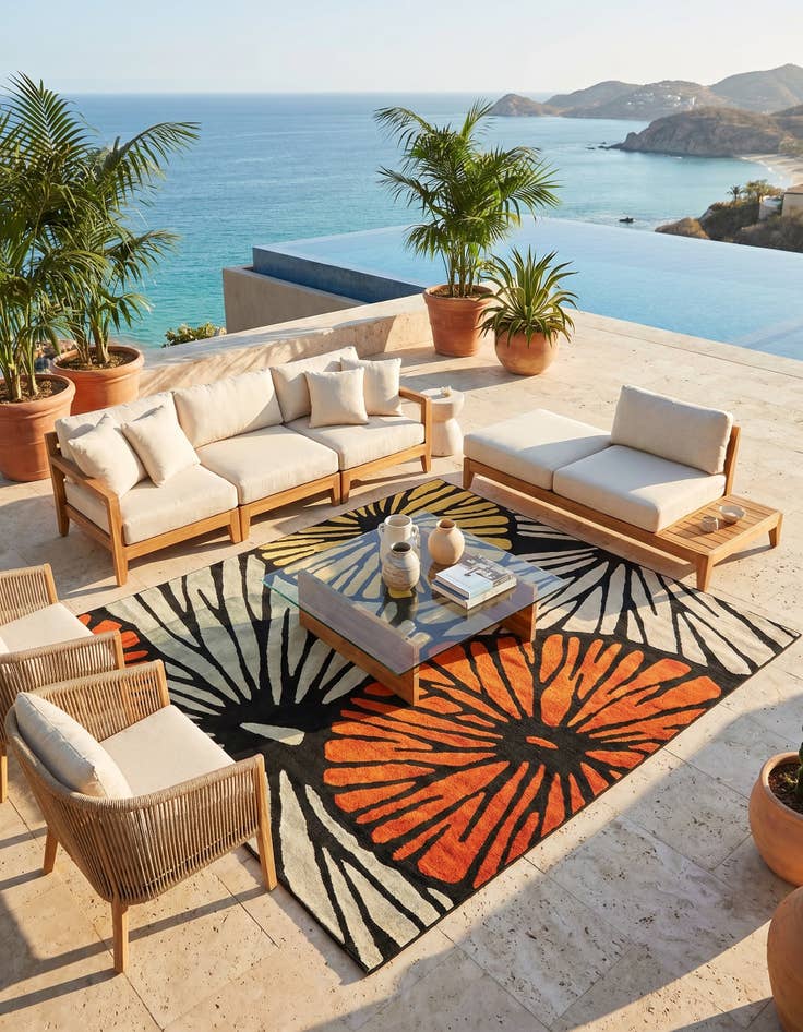 Detail image of 10' x 10' Easy-Clean Casablanca Indoor / Outdoor Square Rug