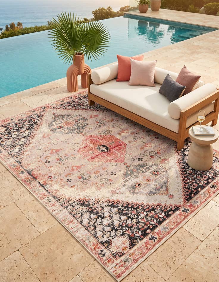 Detail image of 9' x 12' Easy-Clean Traditional Indoor / Outdoor Rug