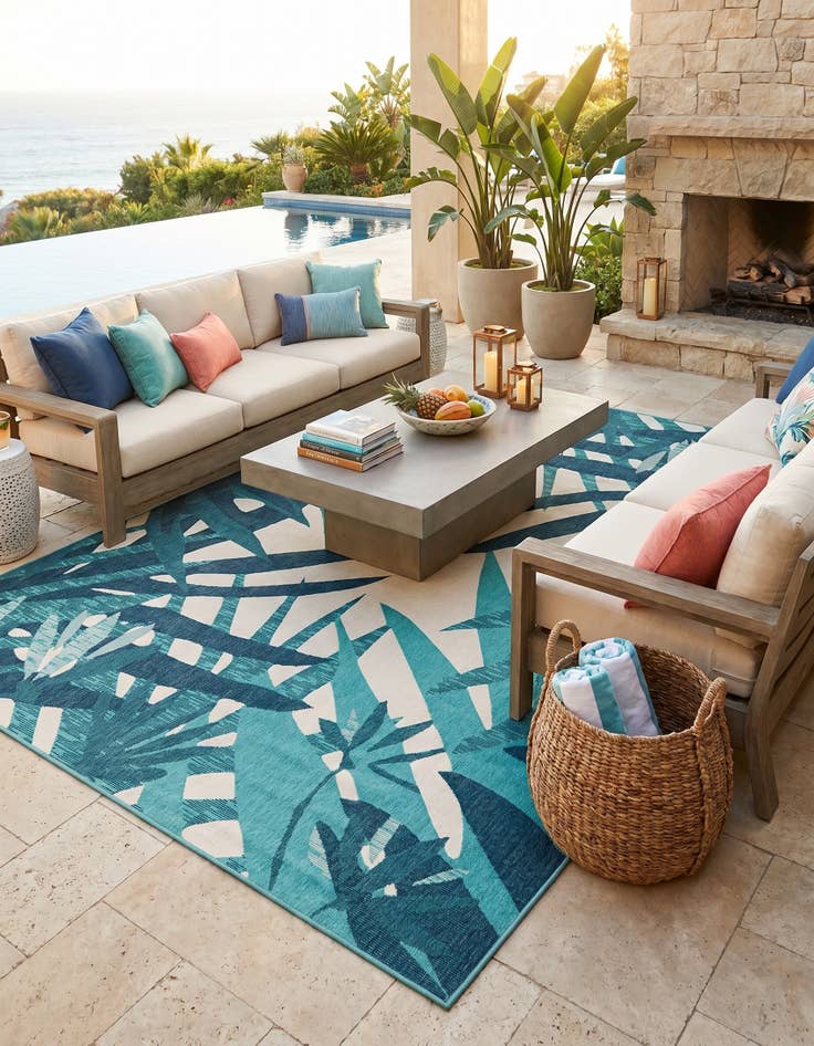 Detail image of 10' x 14' 2 Easy-Clean Botanical Indoor / Outdoor Rug