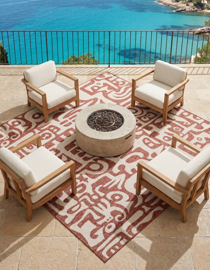 Detail image of 7' 10 x 7' 10 Easy-Clean Modern Indoor / Outdoor Square Rug