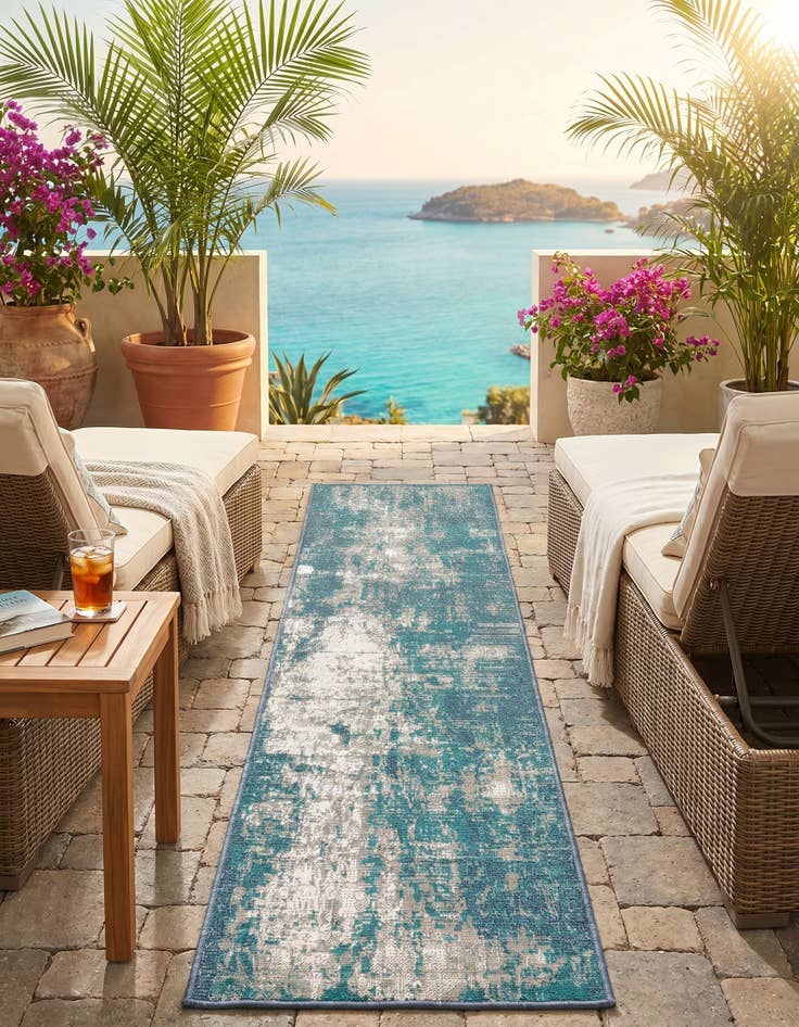 Detail image of 2' x 8' Easy-Clean Coastal Indoor / Outdoor Runner Rug