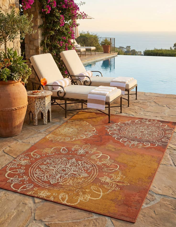 Detail image of 4' x 6' Easy-Clean Modern Indoor / Outdoor Rug