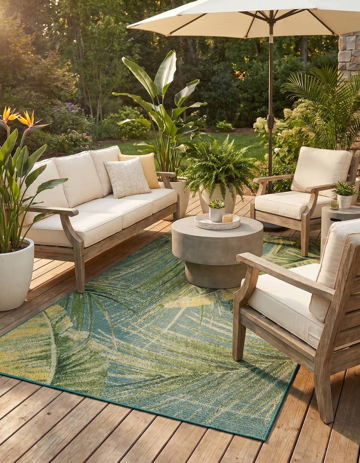 Detail image of 5' x 8' Easy-Clean Botanical Indoor / Outdoor Rug