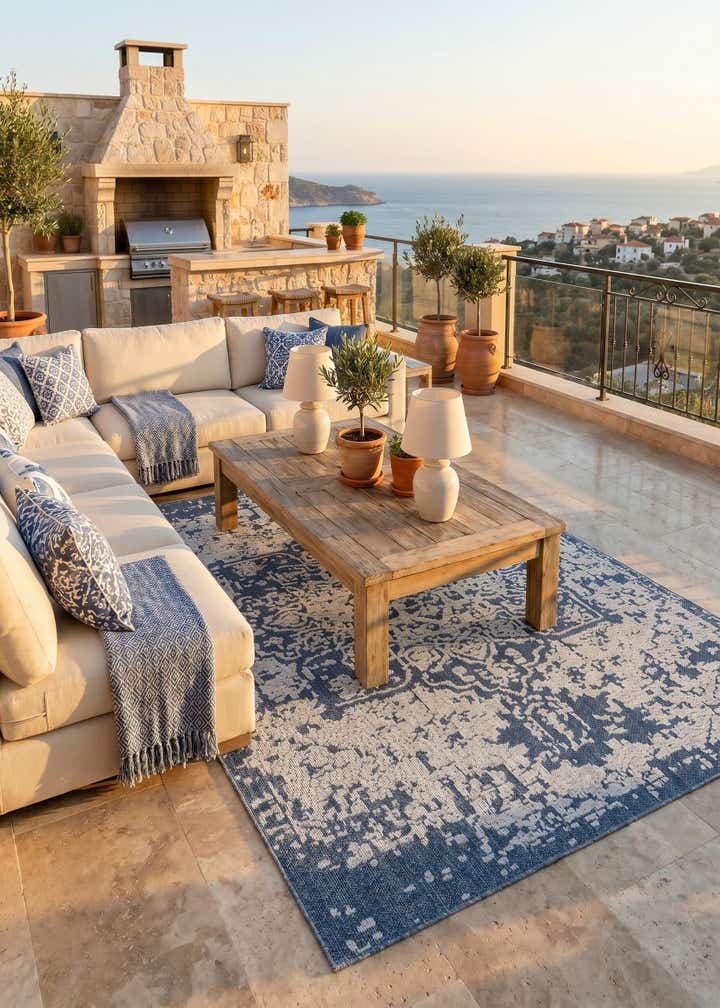 7' 10 x 10' Easy-Clean Traditional Indoor / Outdoor Rug