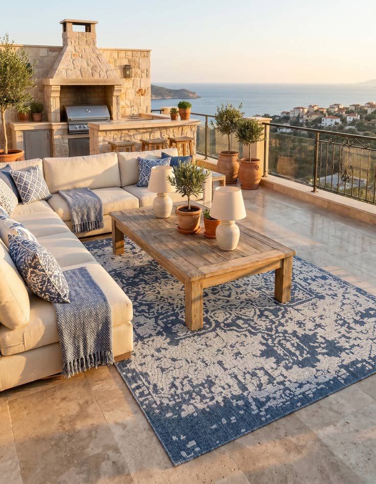 Detail image of 7' 10 x 10' Easy-Clean Traditional Indoor / Outdoor Rug