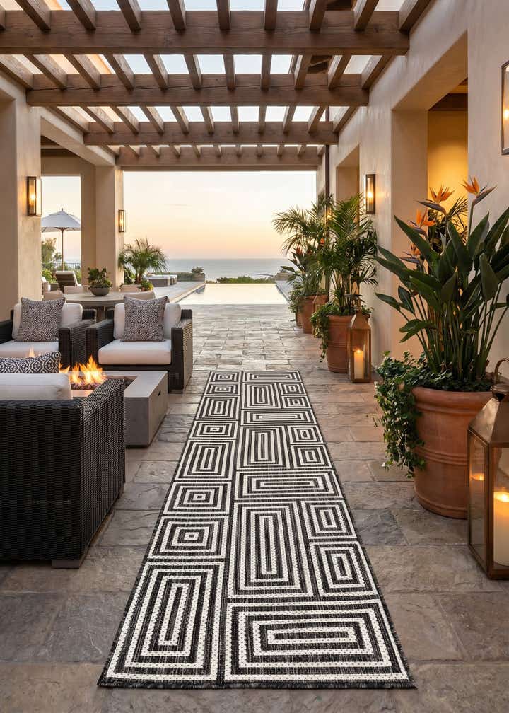 2' x 8' Easy-Clean Modern Indoor / Outdoor Runner Rug