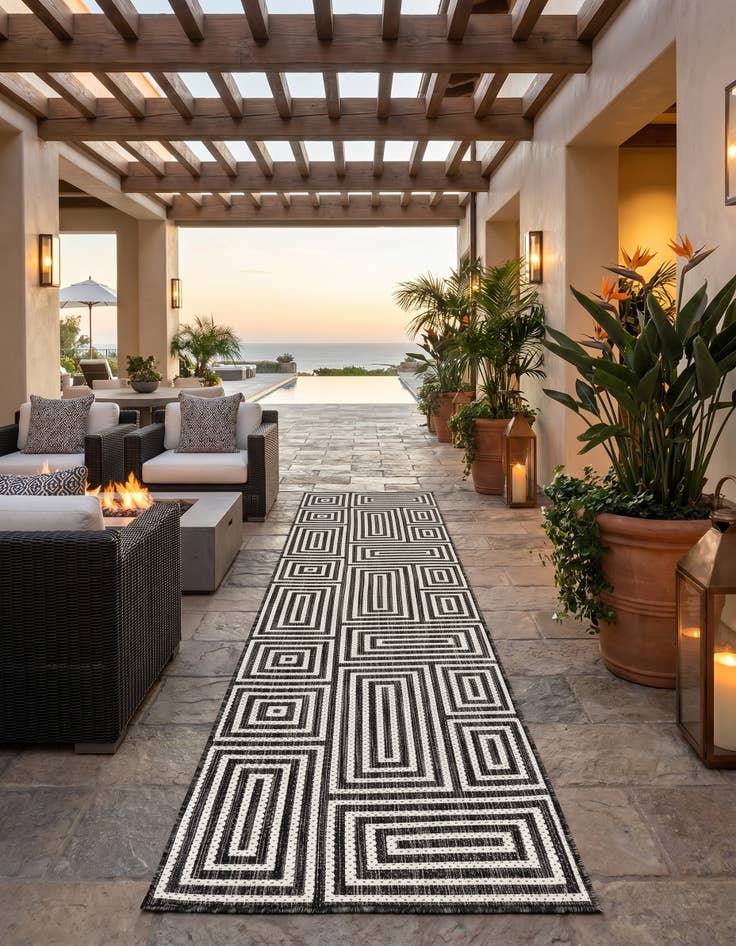 Detail image of 2' x 8' Easy-Clean Modern Indoor / Outdoor Runner Rug