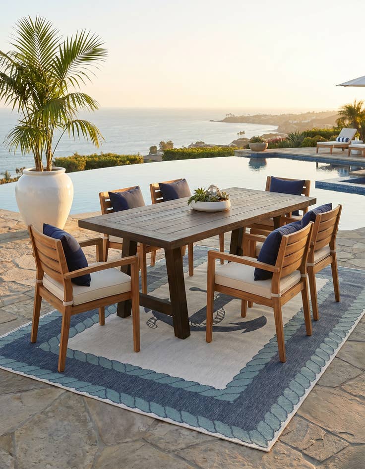 Detail image of 5' 3 x 8' Easy-Clean Coastal Indoor / Outdoor Rug