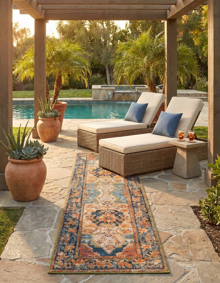 Detail image of 2' x 6' Easy-Clean Traditional Indoor / Outdoor Runner Rug