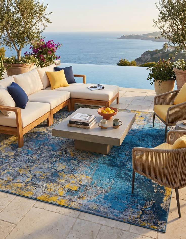 Detail image of 10' x 10' Easy-Clean Modern Indoor / Outdoor Square Rug