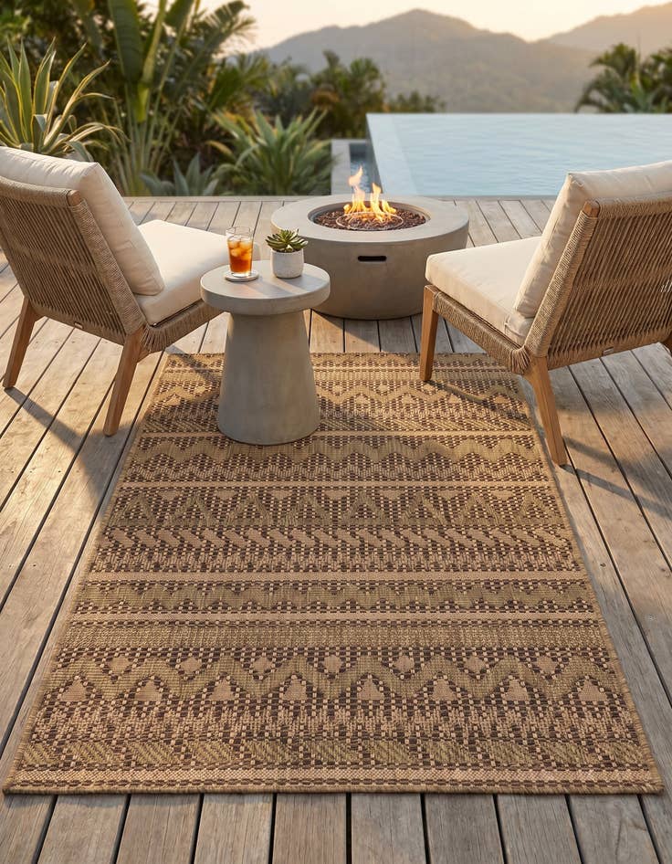 Detail image of 3' 3 x 5' Easy-Clean Modern Indoor / Outdoor Rug