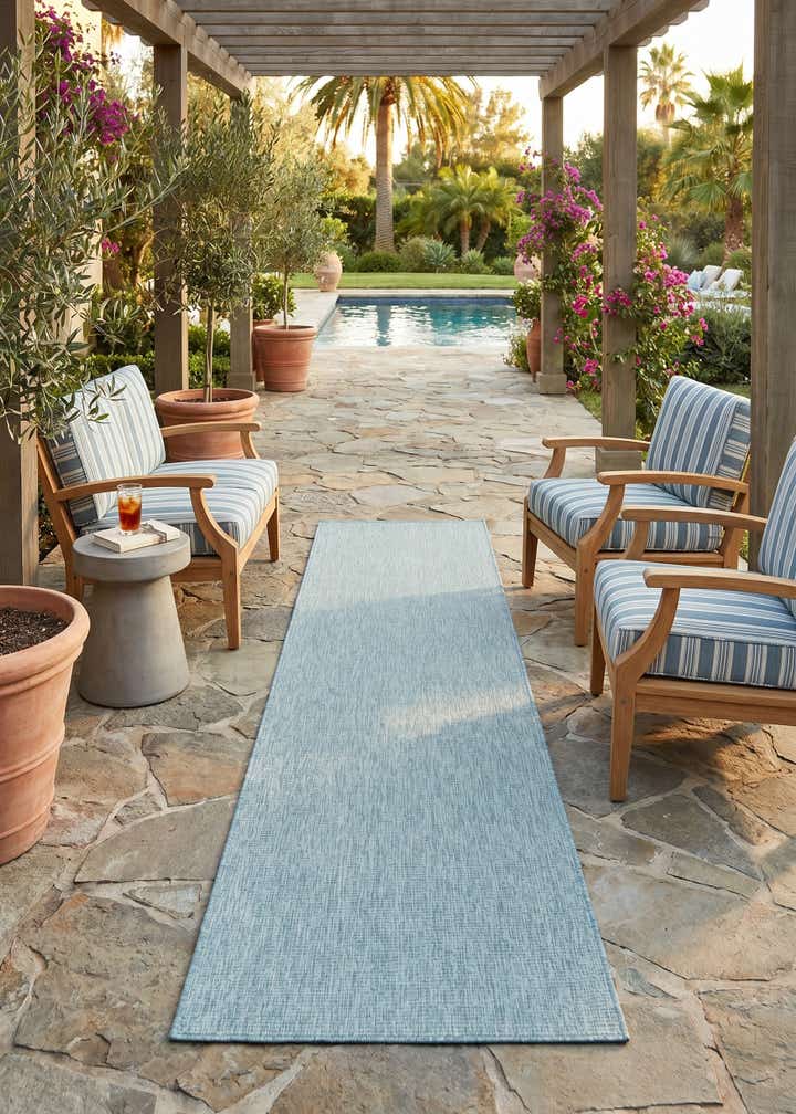 2' 7 x 10' Easy-Clean Solid Indoor / Outdoor Runner Rug