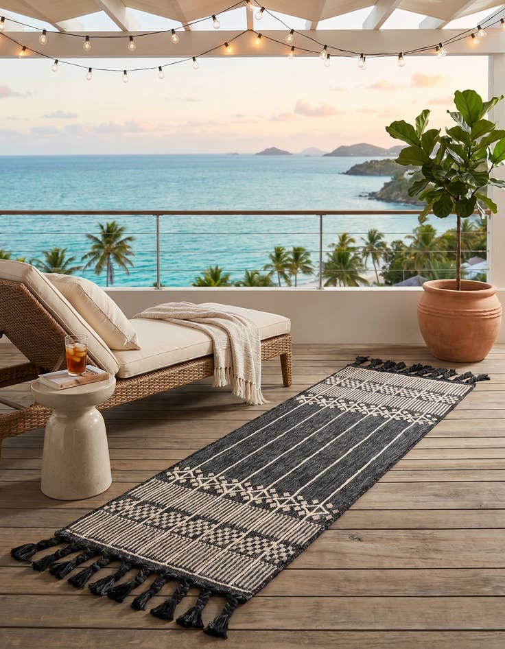 Detail image of 2' 2 x 6' 7 Easy-Clean Eco Bohemian Indoor / Outdoor Runner Rug