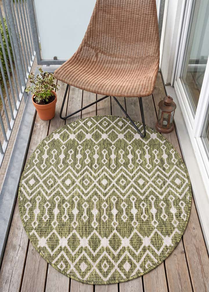 3' x 3' Easy-Clean Trellis Indoor / Outdoor Round Rug