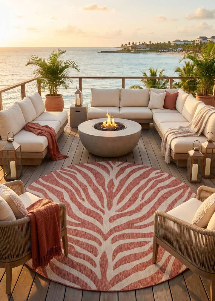10' x 10' Easy-Clean Safari Indoor / Outdoor Round Rug