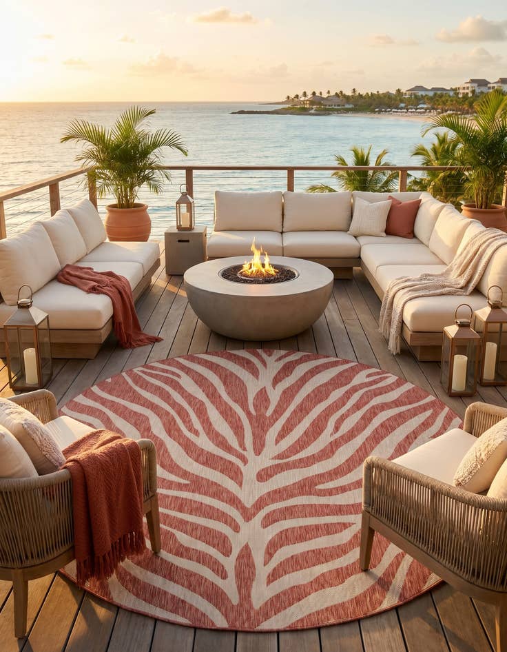 Detail image of 10' x 10' Easy-Clean Safari Indoor / Outdoor Round Rug