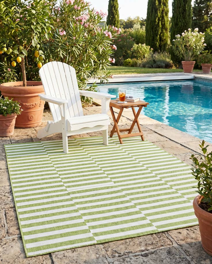 Detail image of 4' x 6' Easy-Clean Striped Indoor / Outdoor Rug
