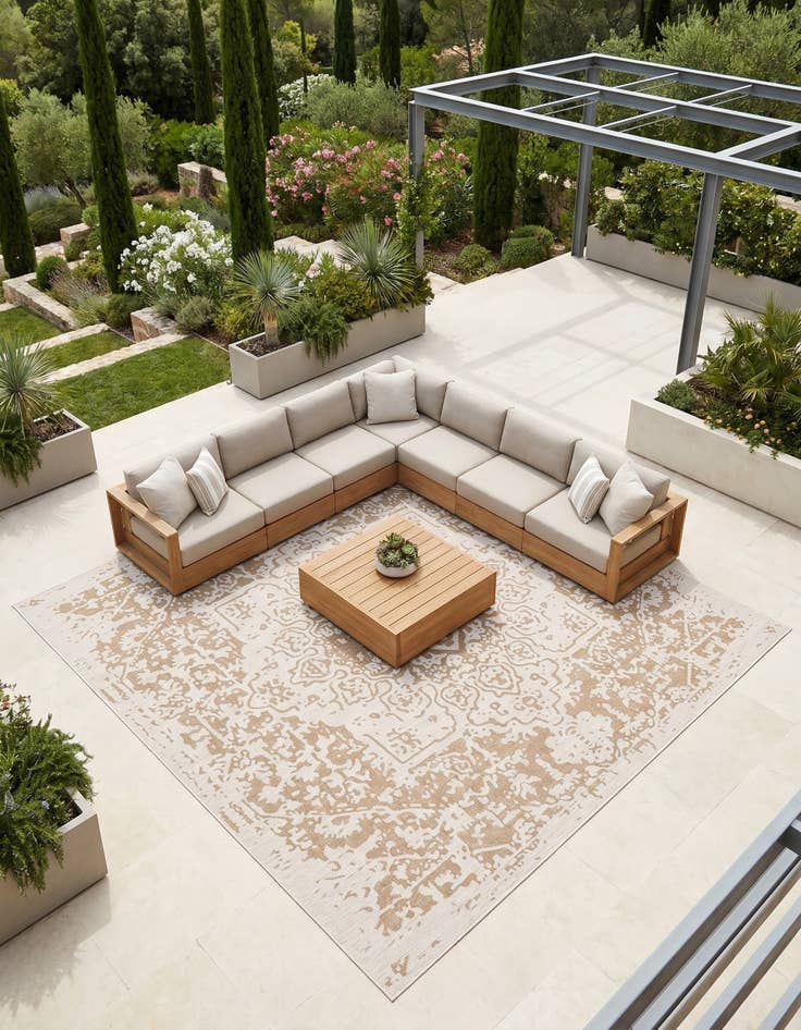 Detail image of 13' x 13' Easy-Clean Jill Zarin Dubai Indoor / Outdoor Square Rug