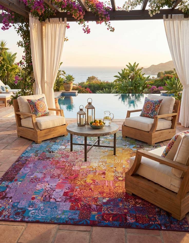 Detail image of 9' x 12' Easy-Clean Modern Indoor / Outdoor Rug