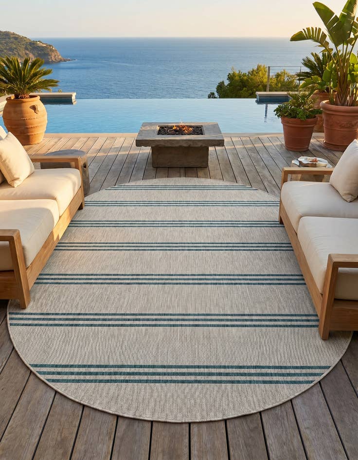 Detail image of 7' 10 x 10' Easy-Clean Jill Zarin Anguilla Indoor / Outdoor Oval Rug