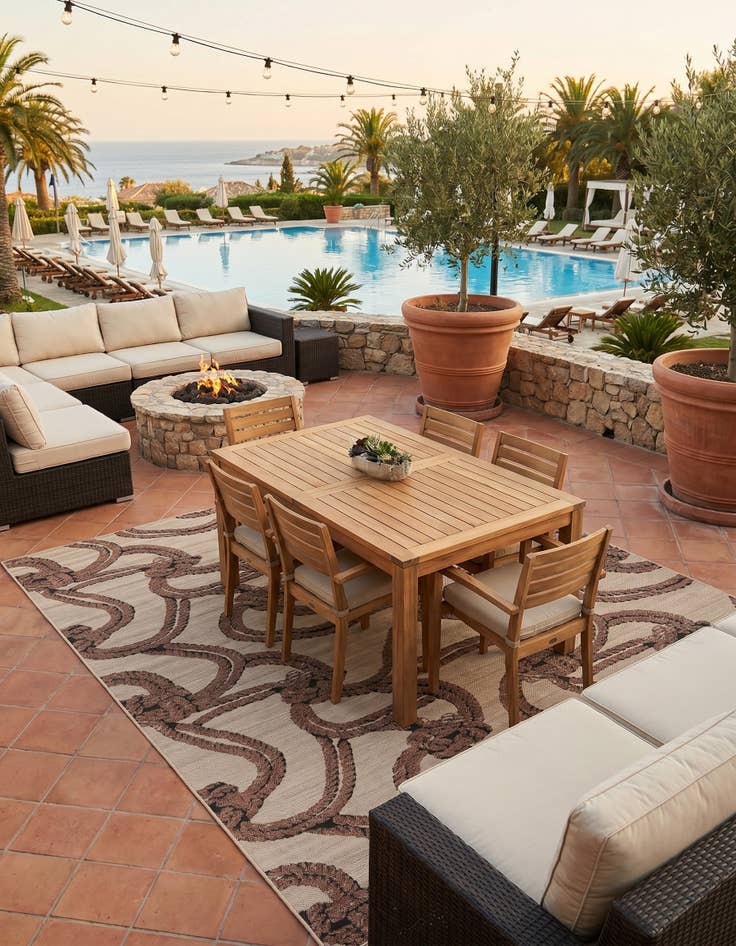 Detail image of 9' x 12' Easy-Clean Coastal Indoor / Outdoor Rug