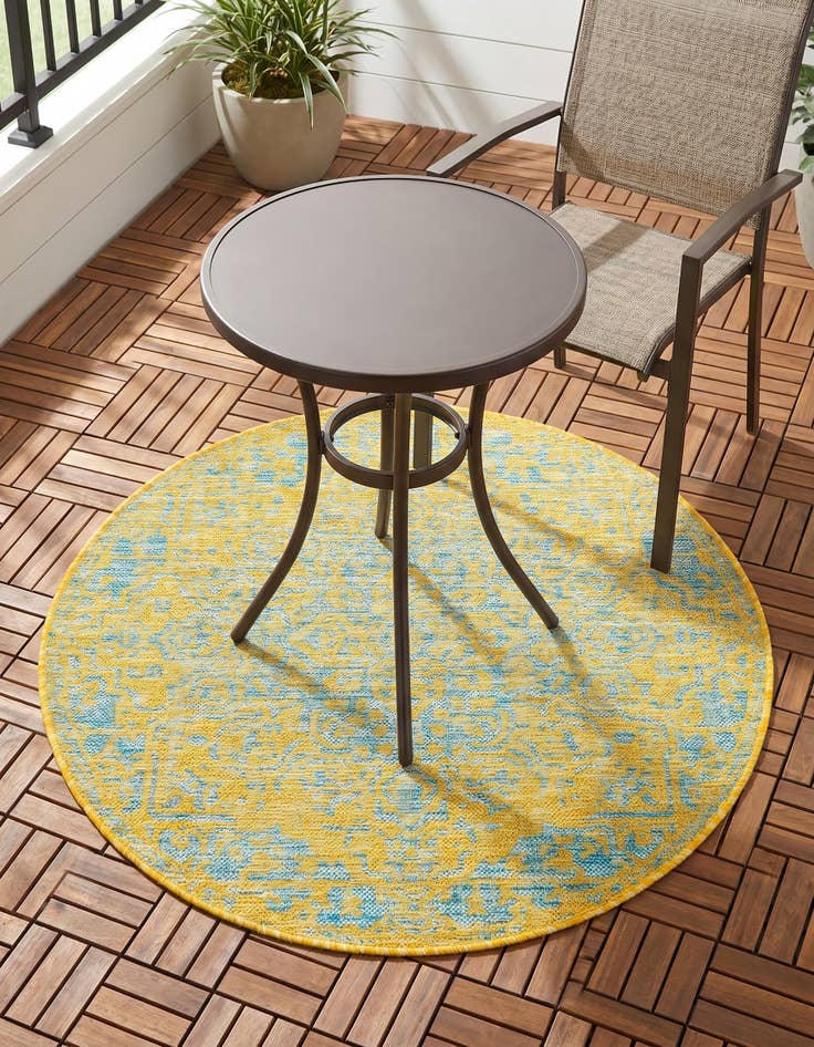 Detail image of 3' x 3' Easy-Clean Jill Zarin Dubai Indoor / Outdoor Round Rug