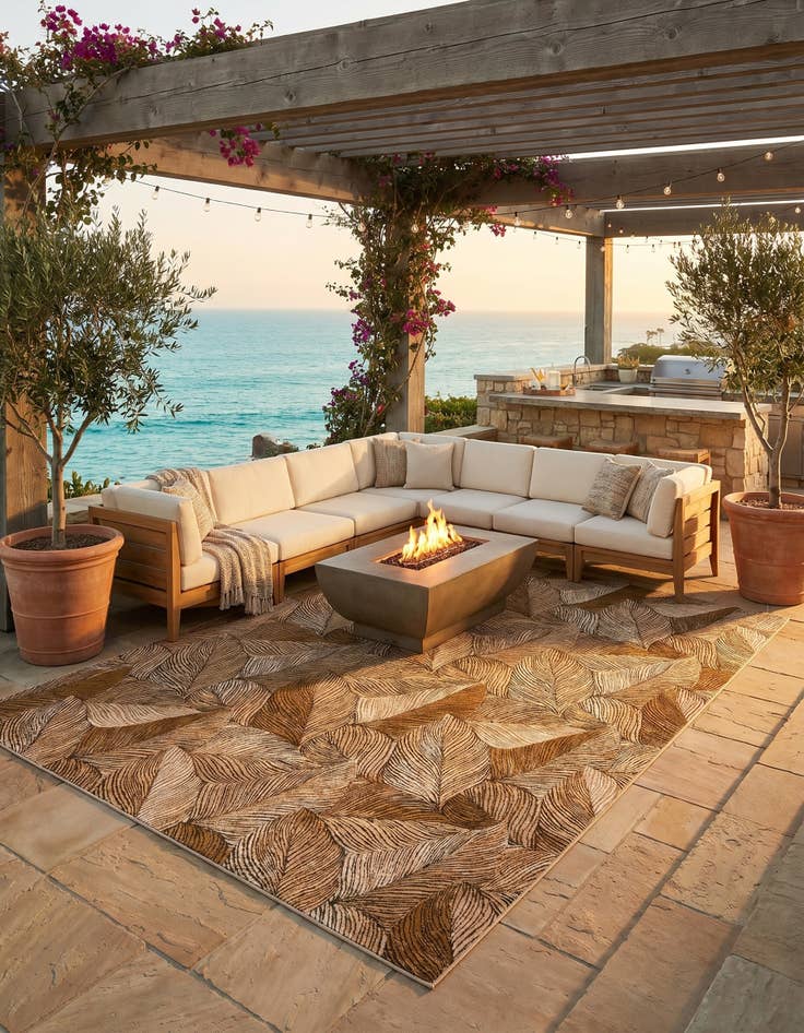 Detail image of 10' x 13' Easy-Clean Botanical Indoor / Outdoor Rug