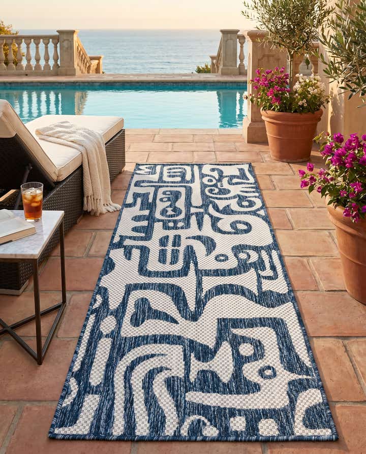 2' x 5' 3 Easy-Clean Modern Indoor / Outdoor Runner Rug