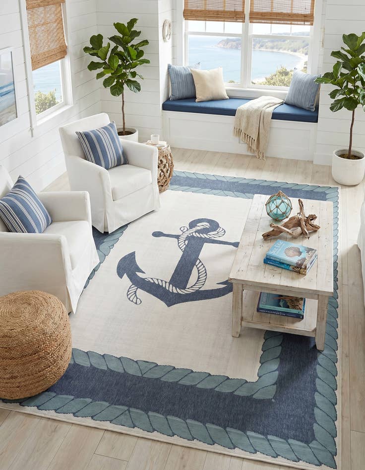 Detail image of 9' x 12' Easy-Clean Coastal Indoor / Outdoor Rug