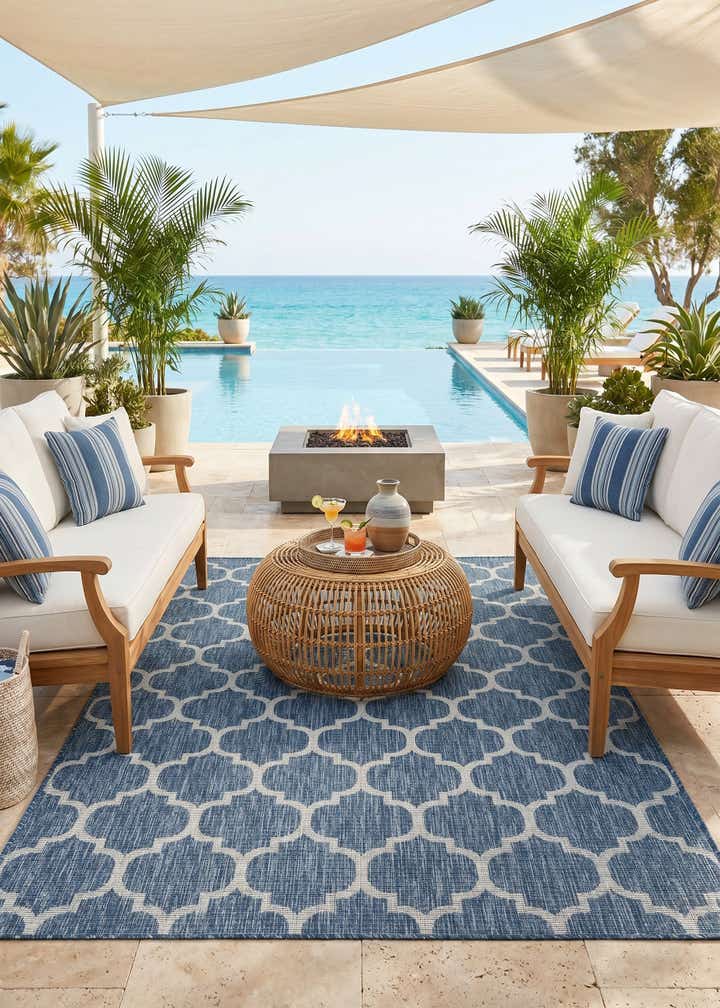 6' x 9' Easy-Clean Lattice Indoor / Outdoor Rug