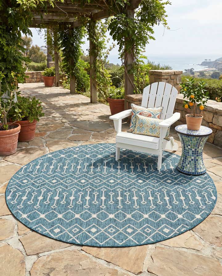 6' x 6' Easy-Clean Lattice Indoor / Outdoor Round Rug