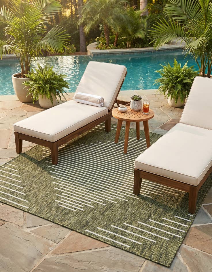 Detail image of 5' 3 x 5' 3 Easy-Clean Modern Indoor / Outdoor Square Rug