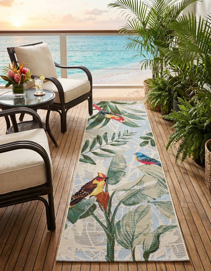 Detail image of 2' x 6' Easy-Clean Botanical Indoor / Outdoor Runner Rug