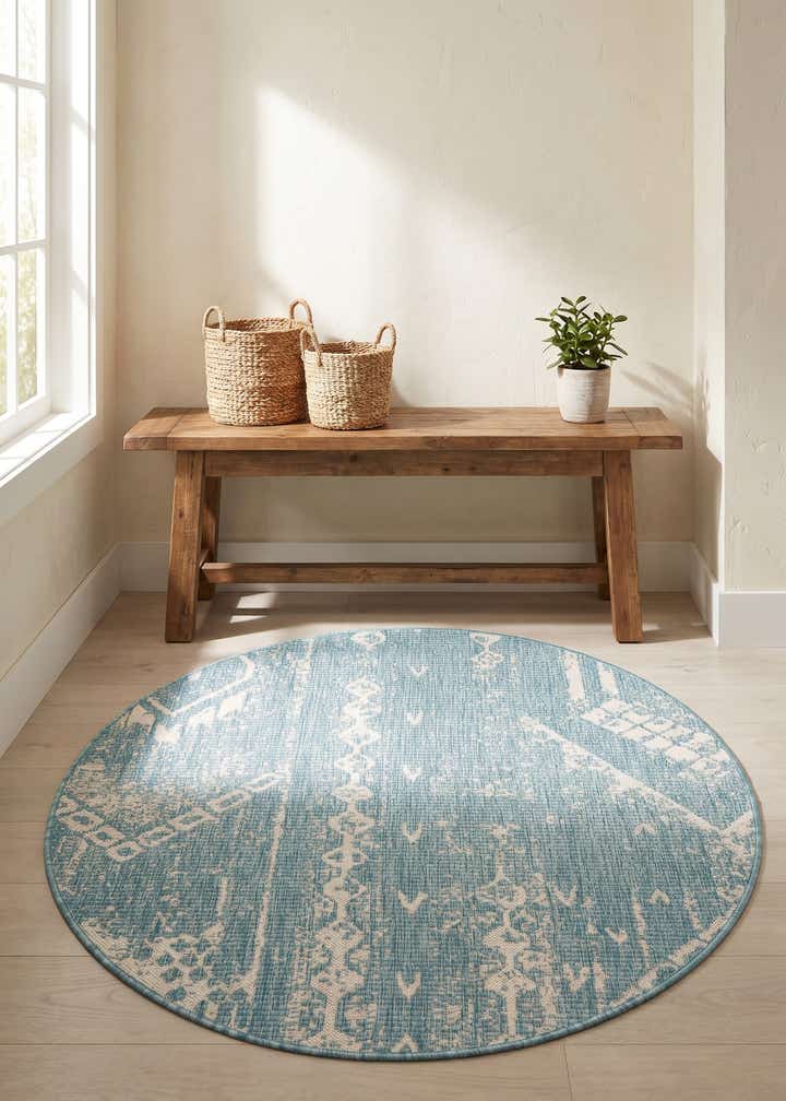 4' x 4' Easy-Clean Bohemian Indoor / Outdoor Round Rug