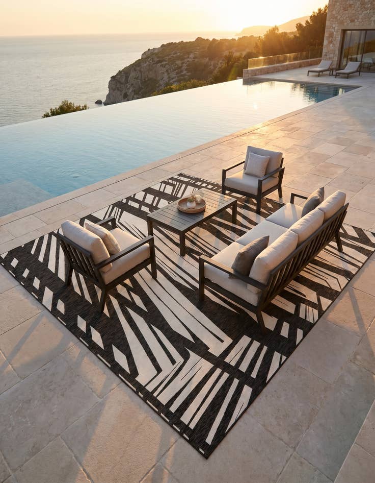 Detail image of 13' x 13' Easy-Clean Modern Indoor / Outdoor Square Rug